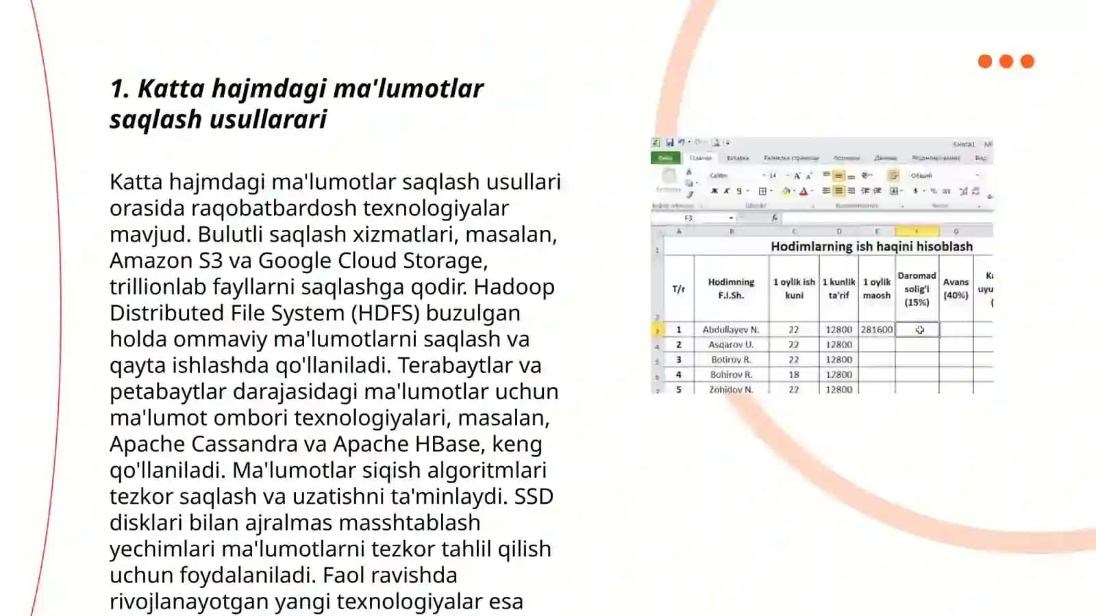 Katta hajmdagi malumotlar bilan ishlash texnalogiyalari 3