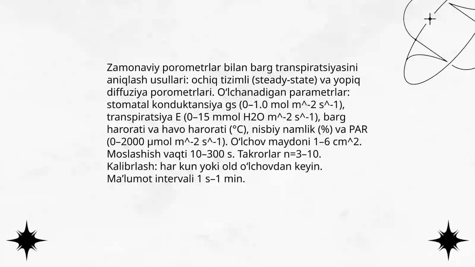 Transpiratsiya jadalligini aniqlashda zamonaviy asbob - uskunalardan foydalanish 3
