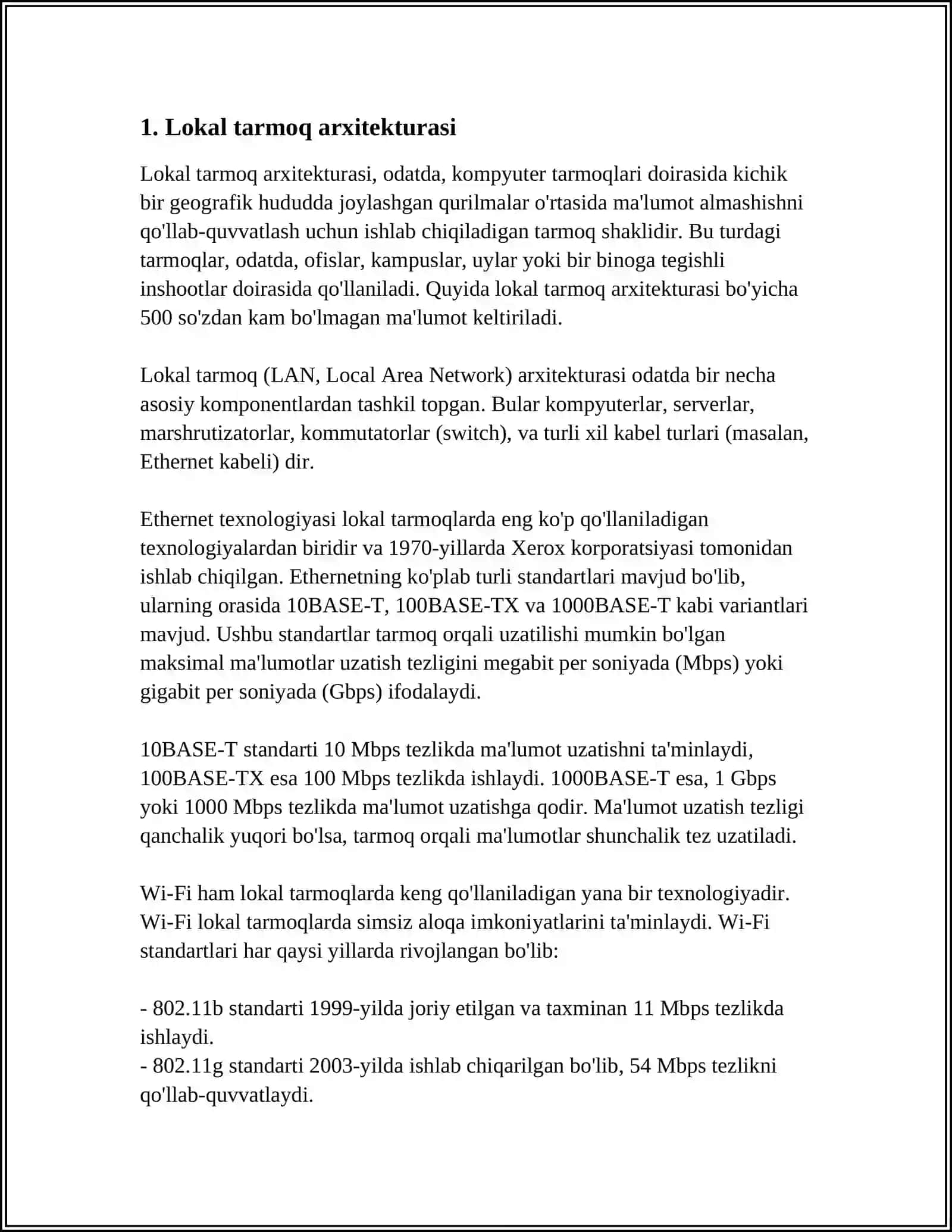 Lokal tarmoq arxitekturasi 3