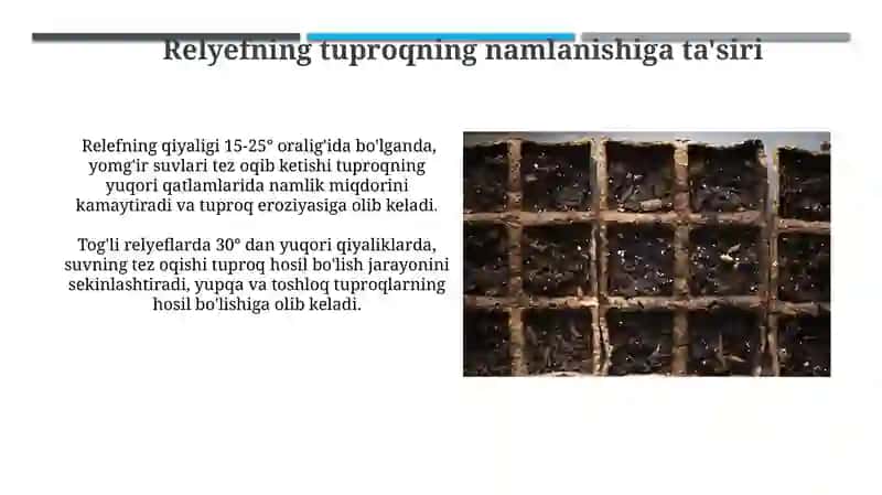 Relyefning tuproq hosil boʻlishidagi ahamiyati 3