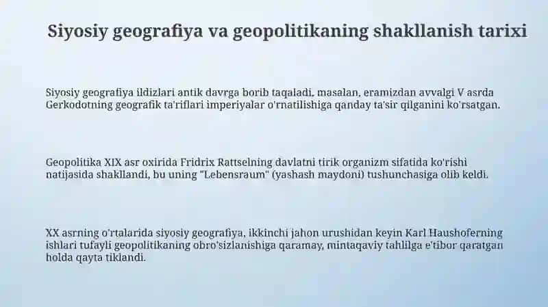 Siyosiy geografiya va geopolitika 3