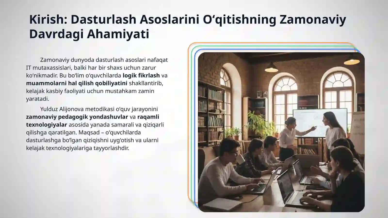 Dasturlash asoslari boʻlimini oʻqitish metodikasi 3