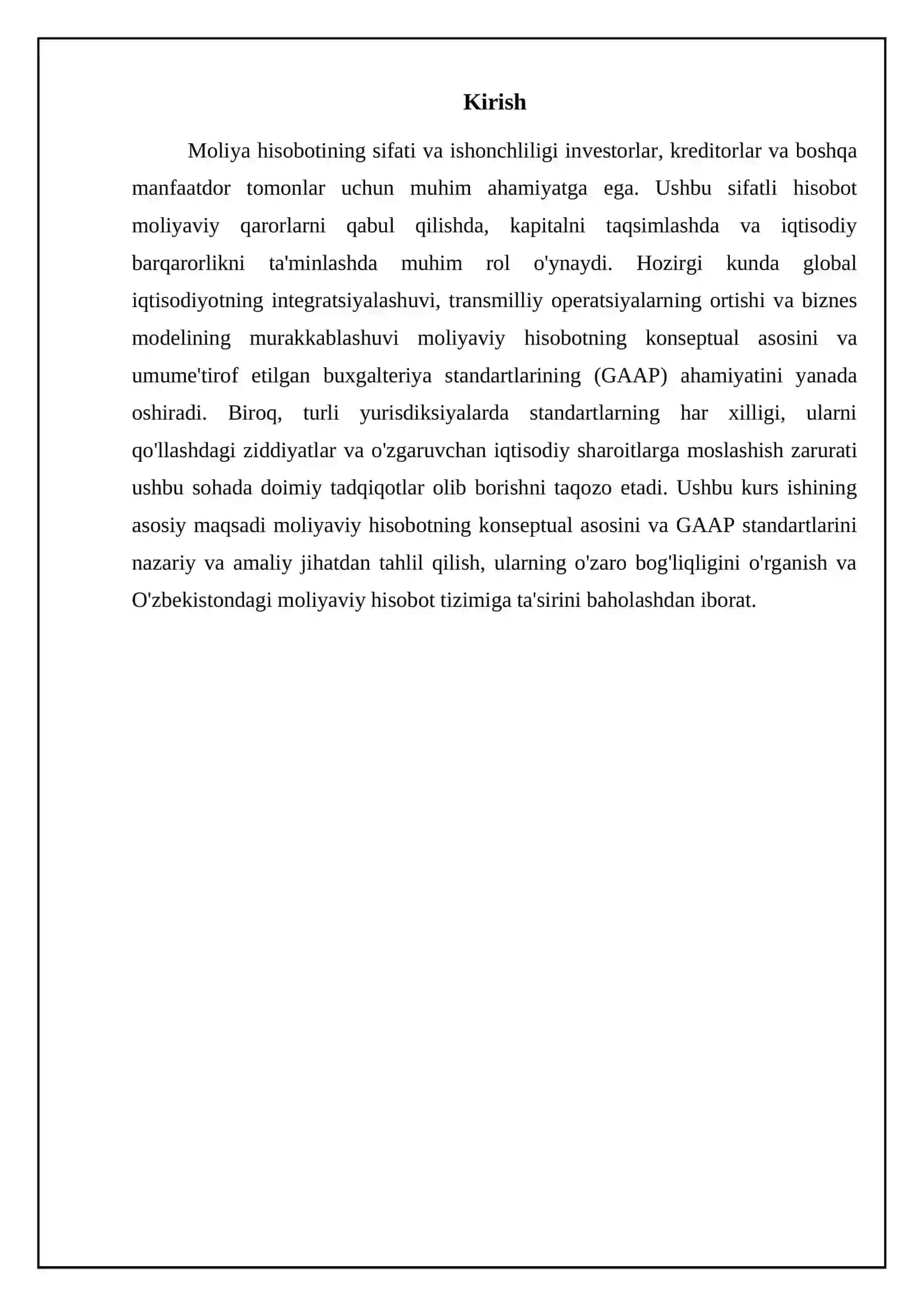 Moliyaviy hisobotning konseptual asosi va gaap 3