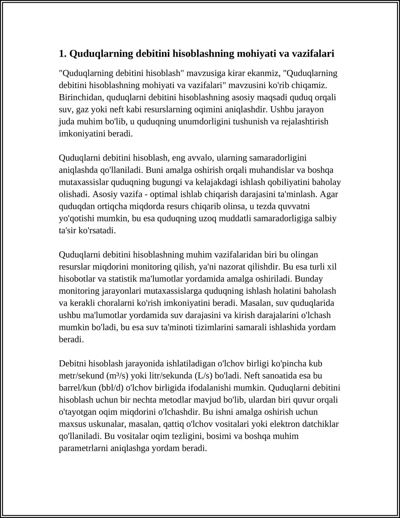 Quduqlarni Debitini Hisoblash 3