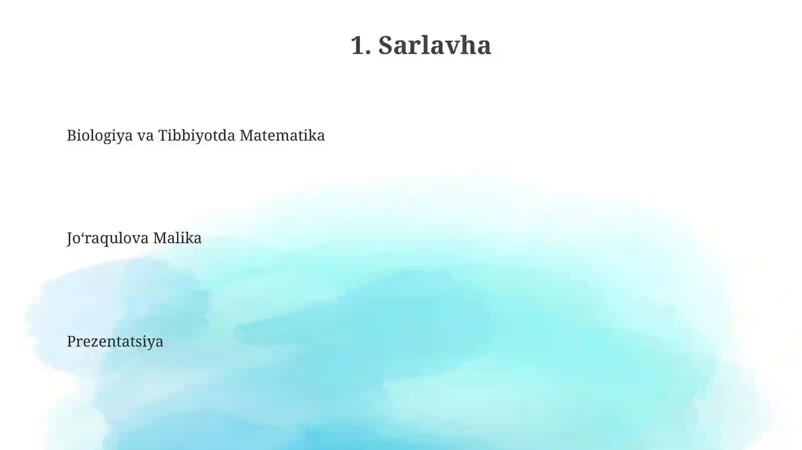 Biologiya va Tibbiyotda Matematika 3