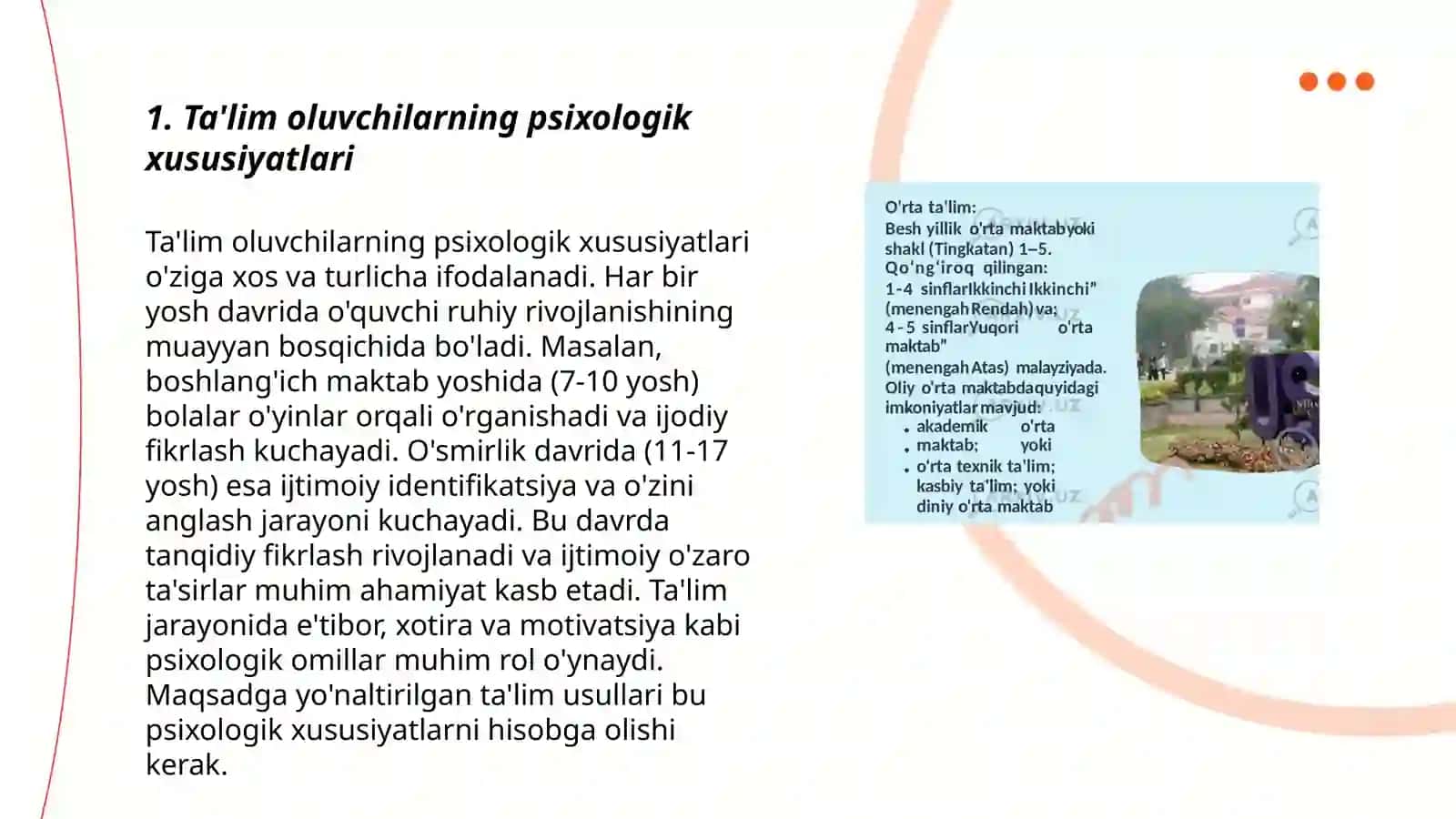 Ta'lim oluvchilarning psixologik xususiyatlari 3
