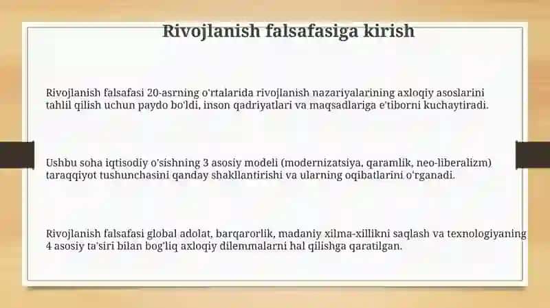 Rivojlanish falsafasi 3