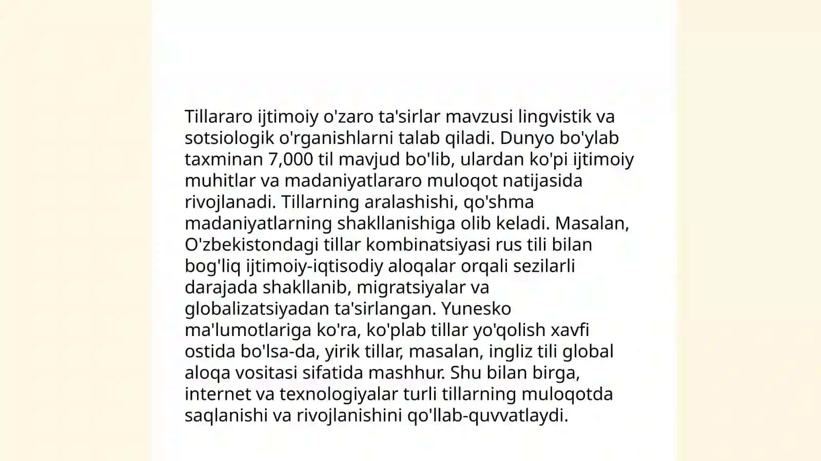 Tillararo ijtimoiy o'zaro ta'sirlar 3