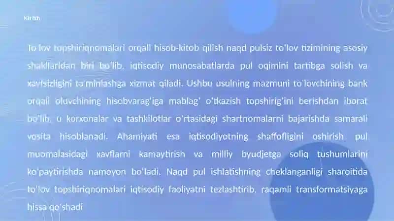 To'lov topshiriqnomalari bilan hisob-kitob qilish 3