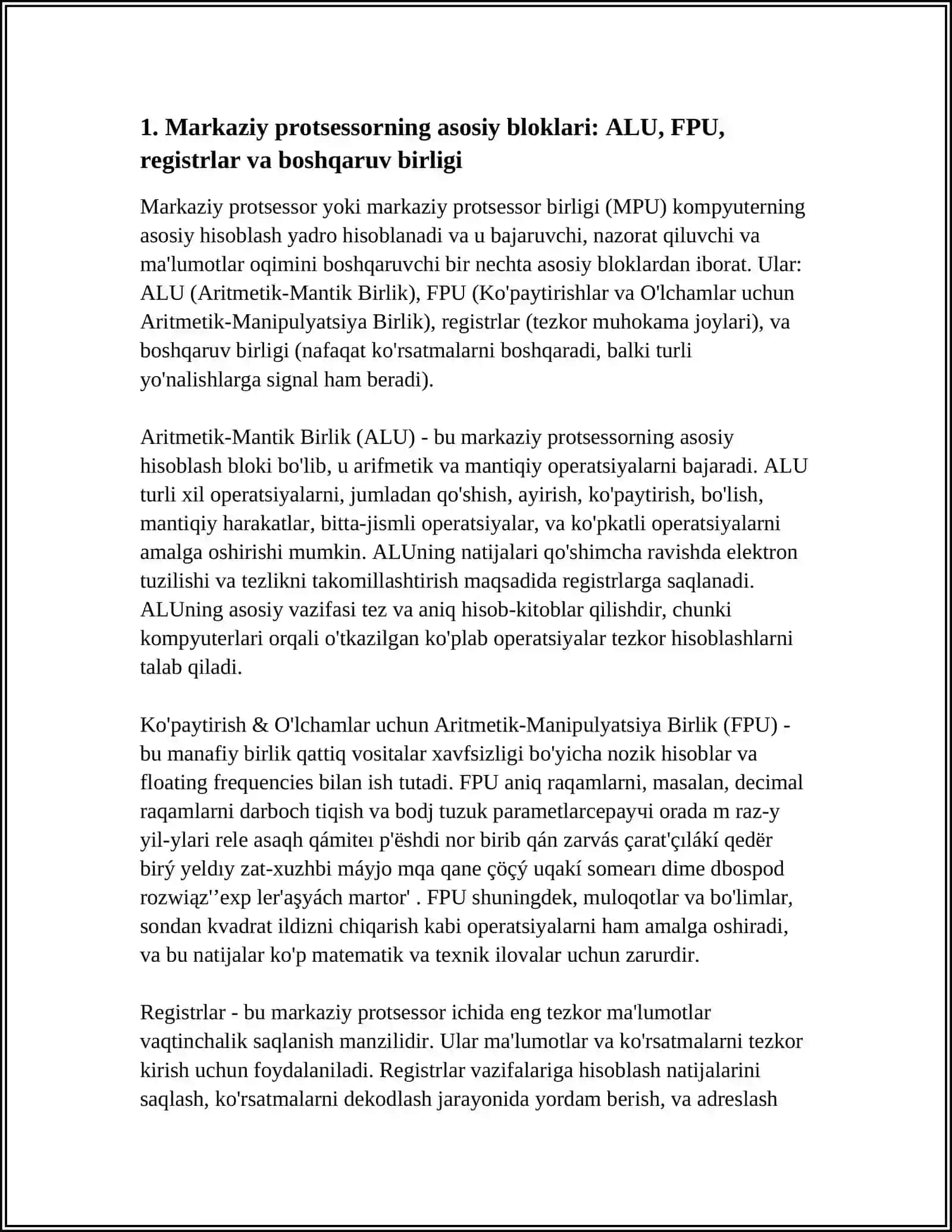 MARKAZIY PROTSESSOR (SPU) ARXITEKTURASI VA ISHLASH TAMOYILI 3