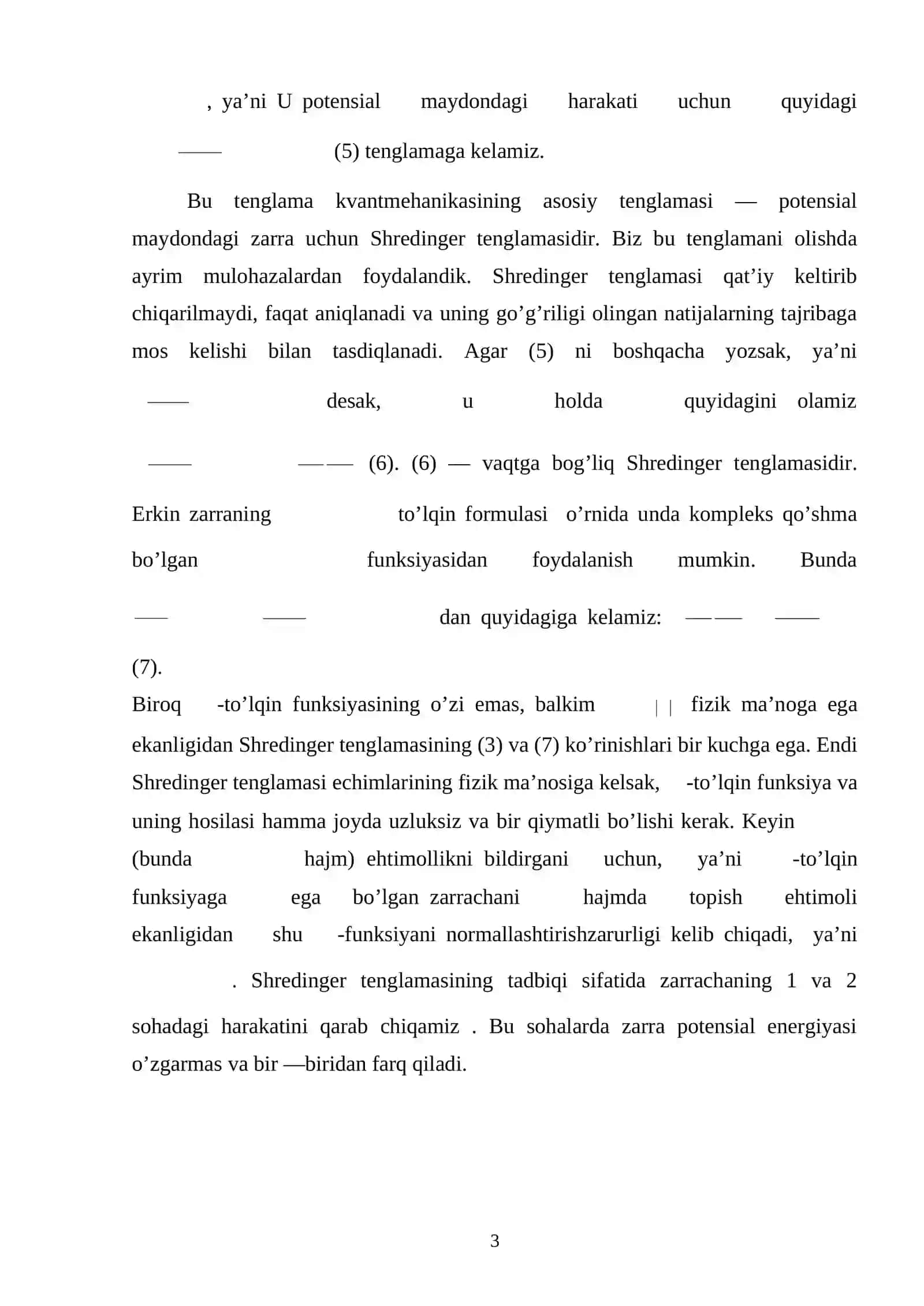 Atom va molekulalalr uchun Shredenger tenglamasi 3
