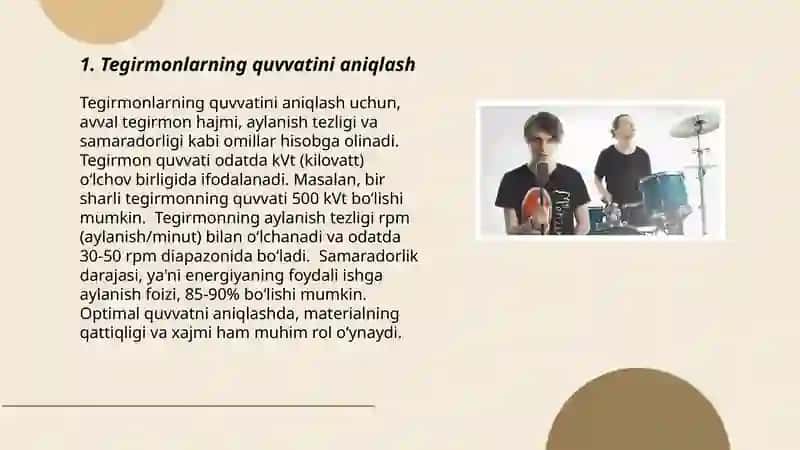 Tegirmonning asosiy parametirlarini hisoblash 3