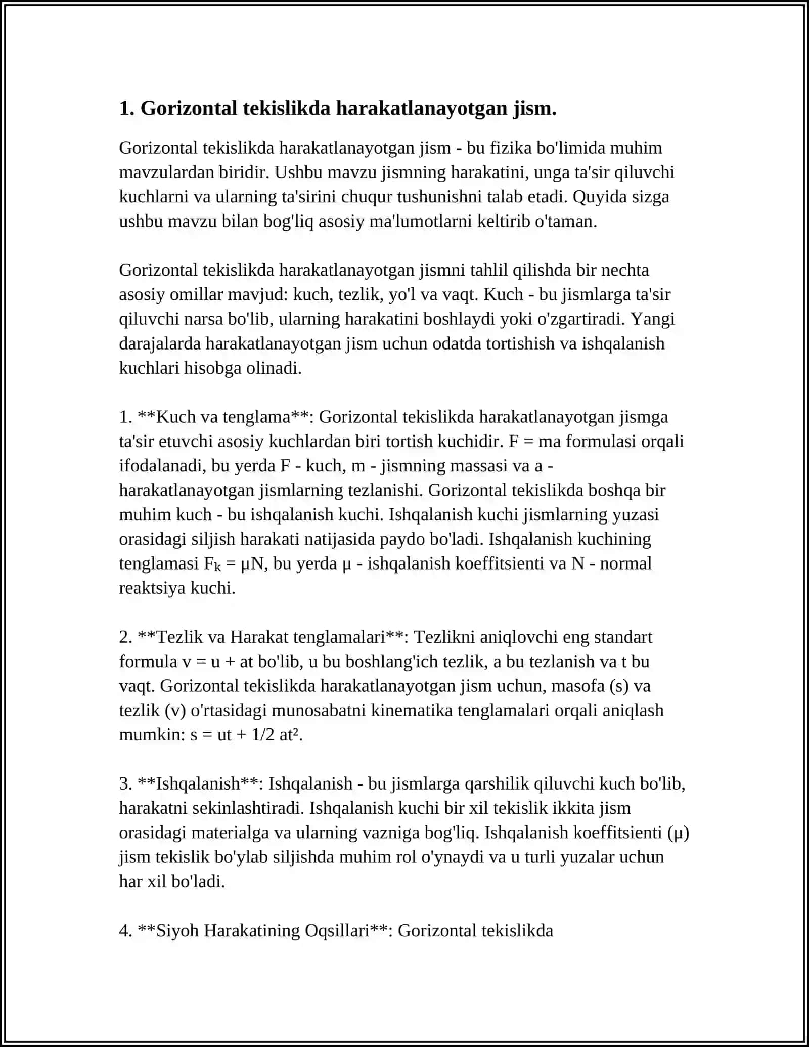 GORIZONTAL VA GORIZONTGA NISBATAN BURCHAK OSTIA OTILGAN JISMNING HARAKATI 3
