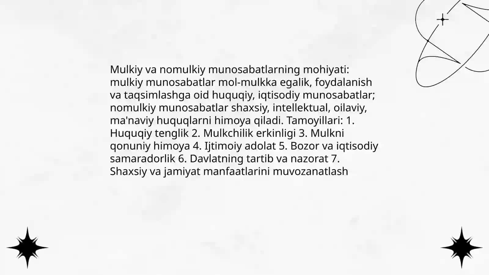 Mulkiy va nomulkiy munosabatlar 3
