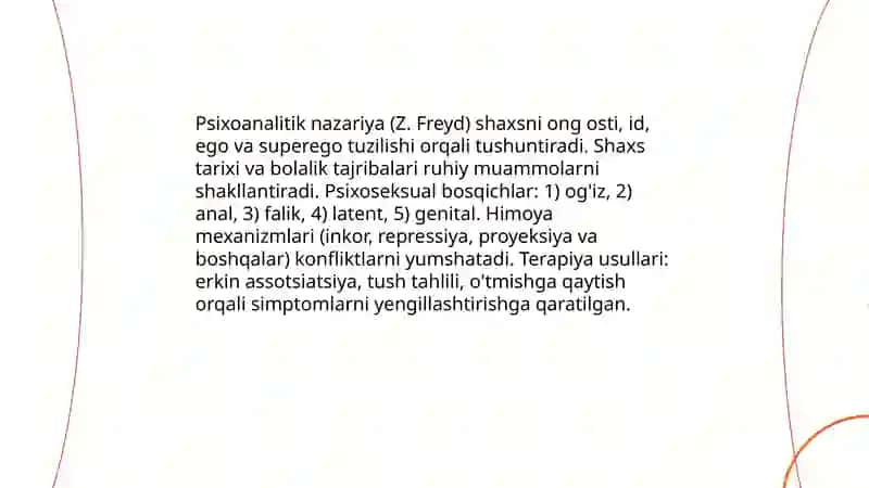 Psixoanalitik nazariya (Z. Freyd) 3