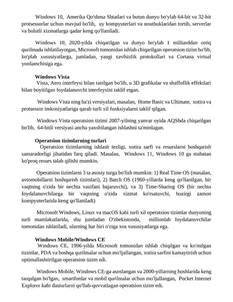 Operatsion tizim turlari 3