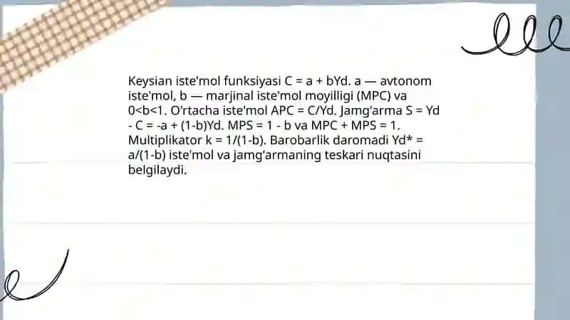 Keysian madeli taxlili 3