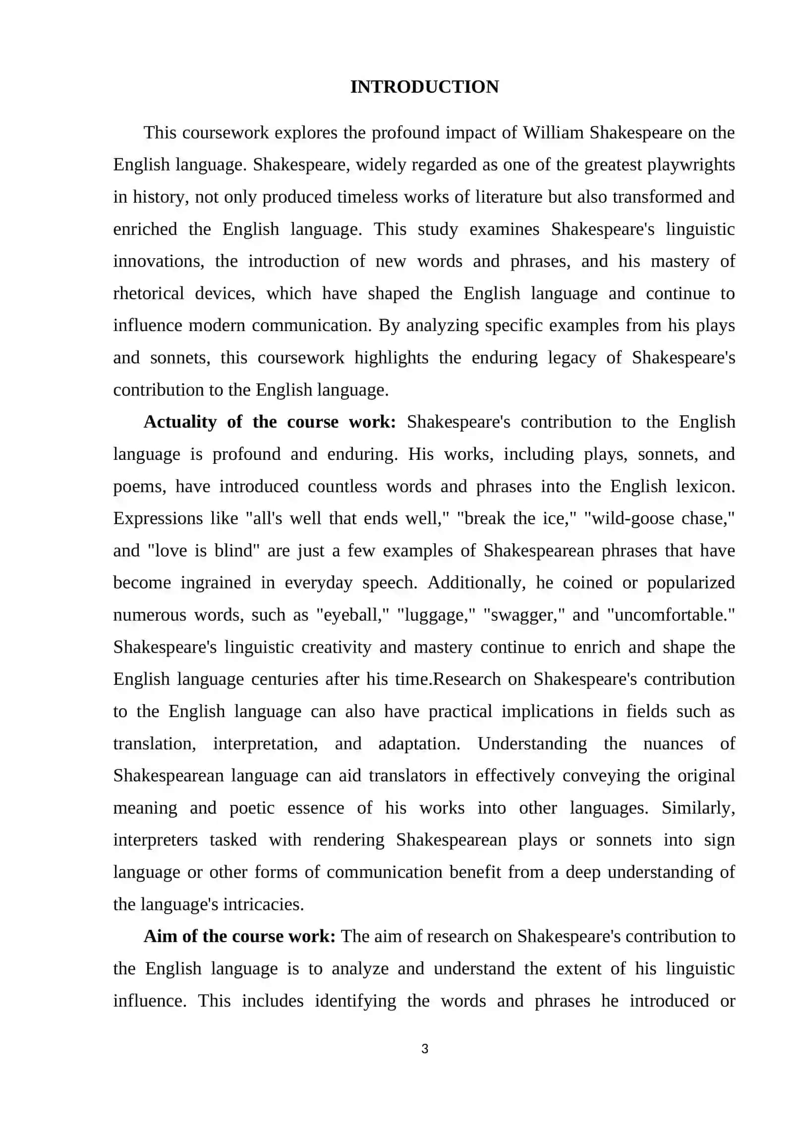 Shakespeare's Contribution to the English Language 3