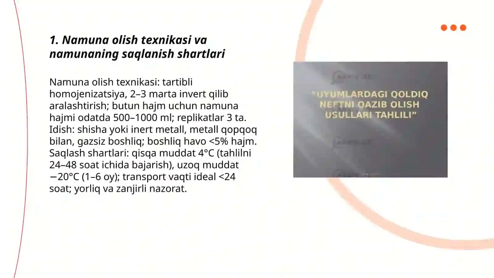 Namunadagi neftning miqdorini aniqlash 3