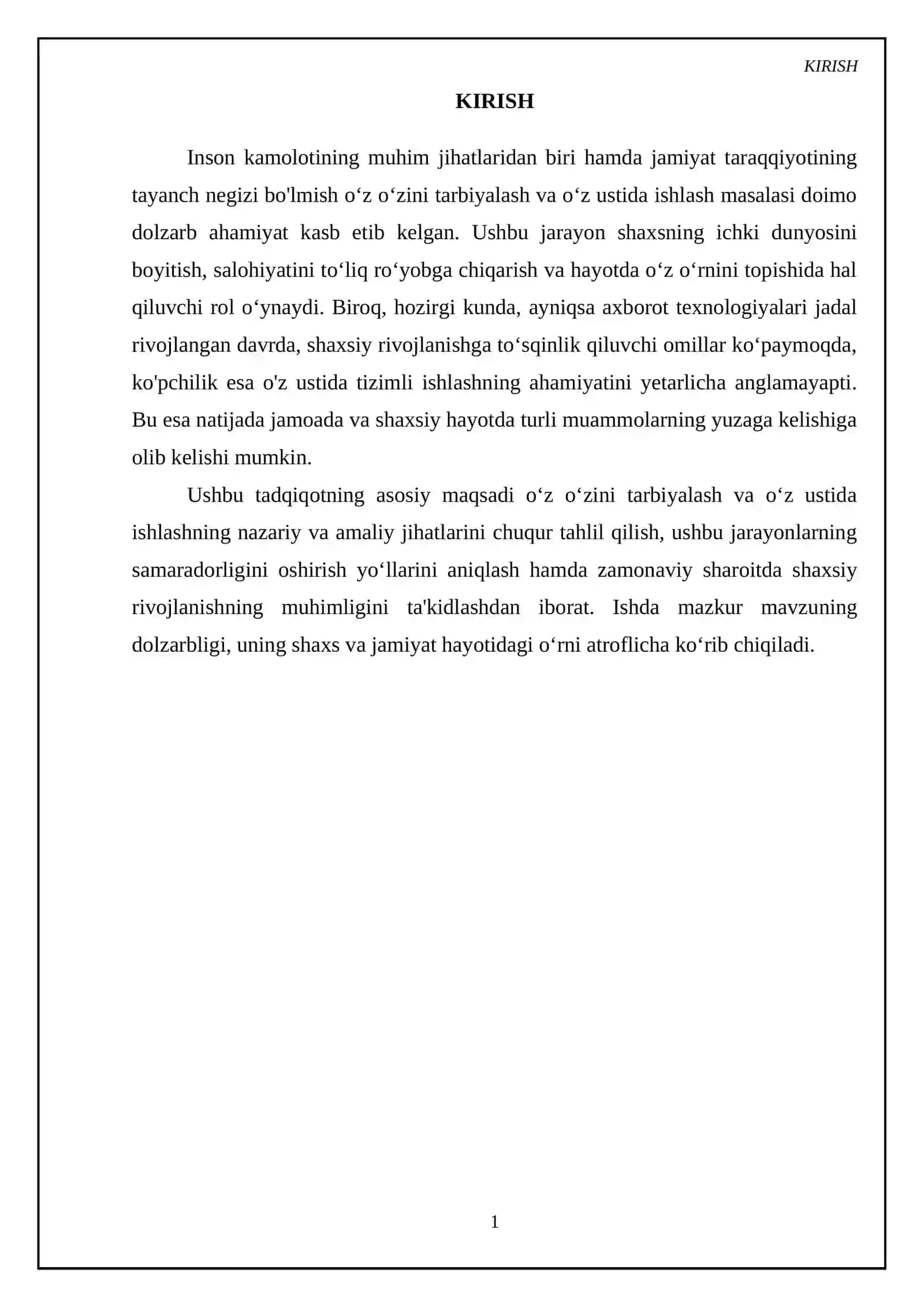 Oʻz oʻzini tarbiyalash va oʻz ustida ishlash 3