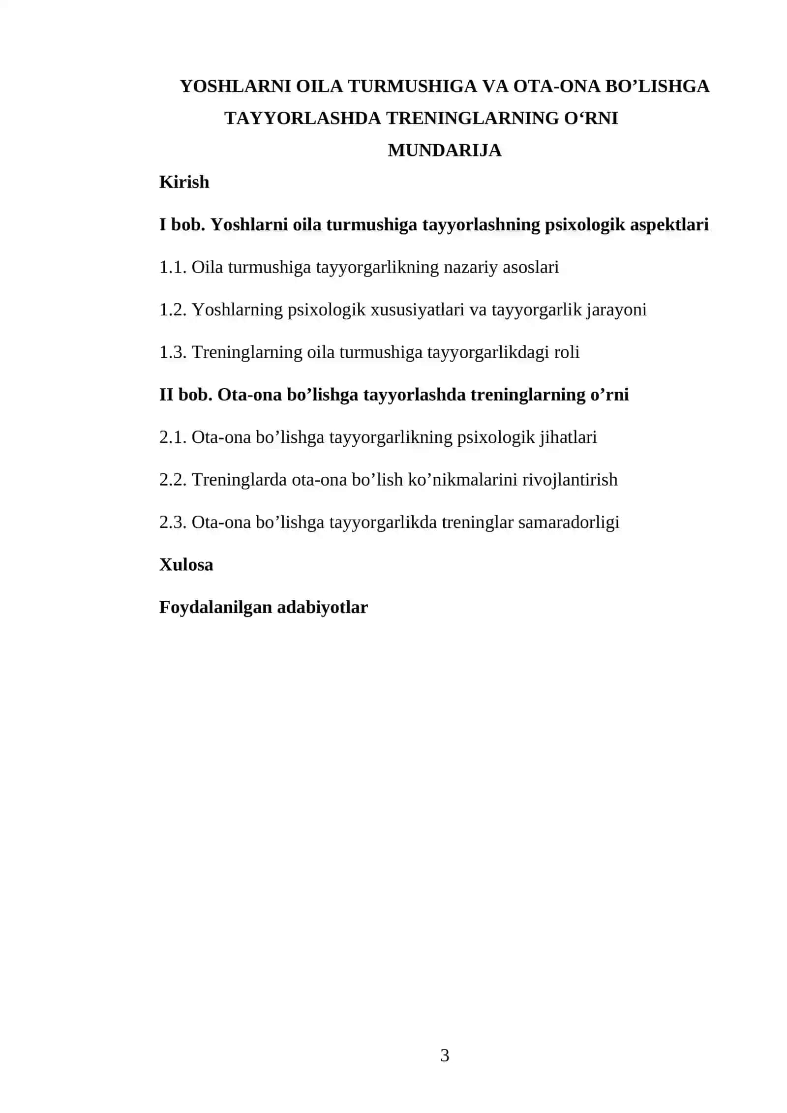 PSIXOLOGIK TRENING ASOSLARI FANIDAN TAYYORLAGAN KURS ISHI 3