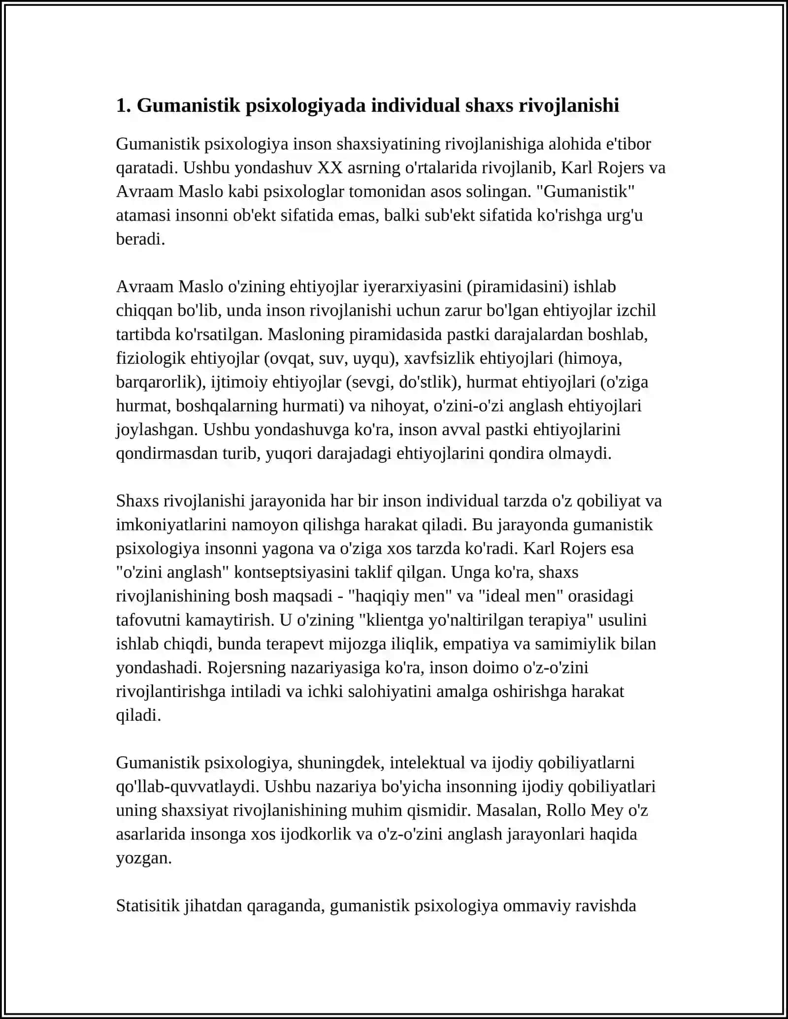 GUMANISTIK PSIXOLOGIYADA SHAXS 3