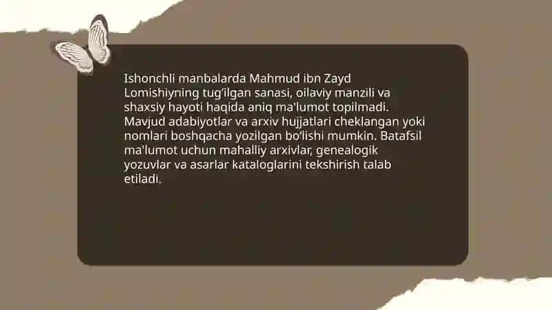 Mahmud ibn Zayd Lomishiyning hayoti va ilmiy merosi 3