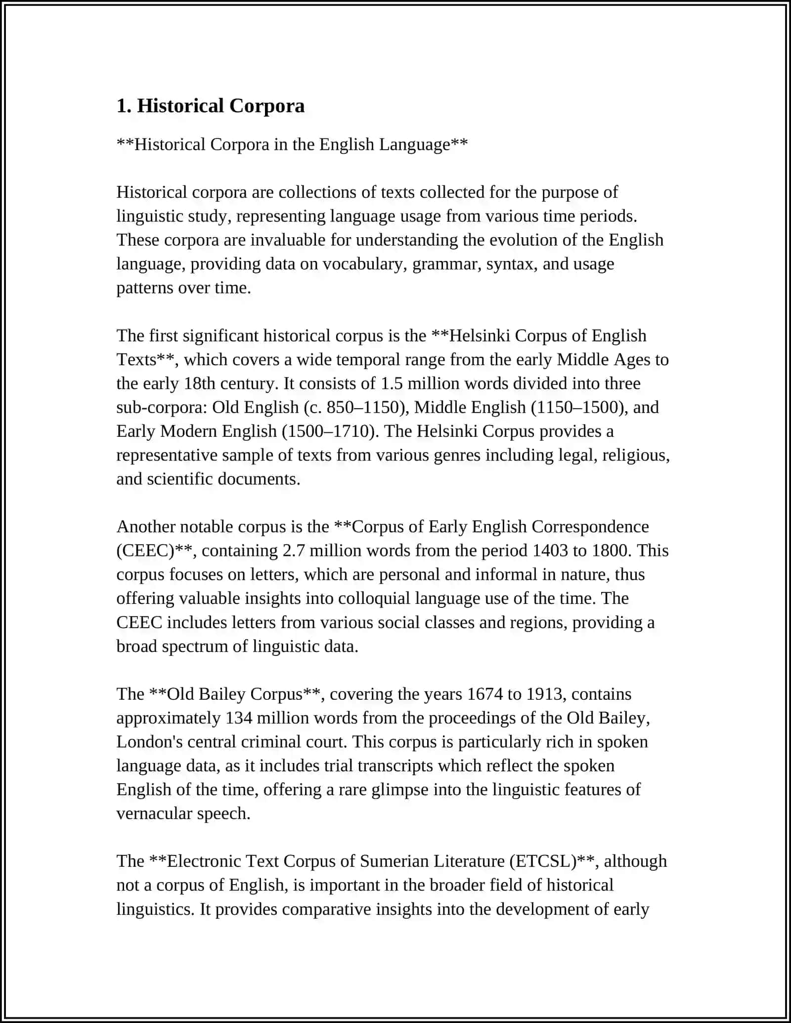 Historical Corpora in the English Language 3