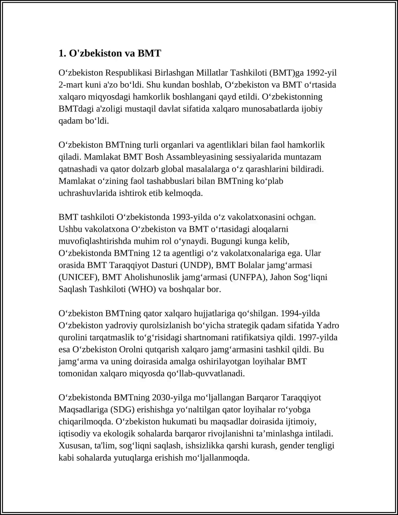 O‘zbekiston va Xalqaro Tashkilotlar 3