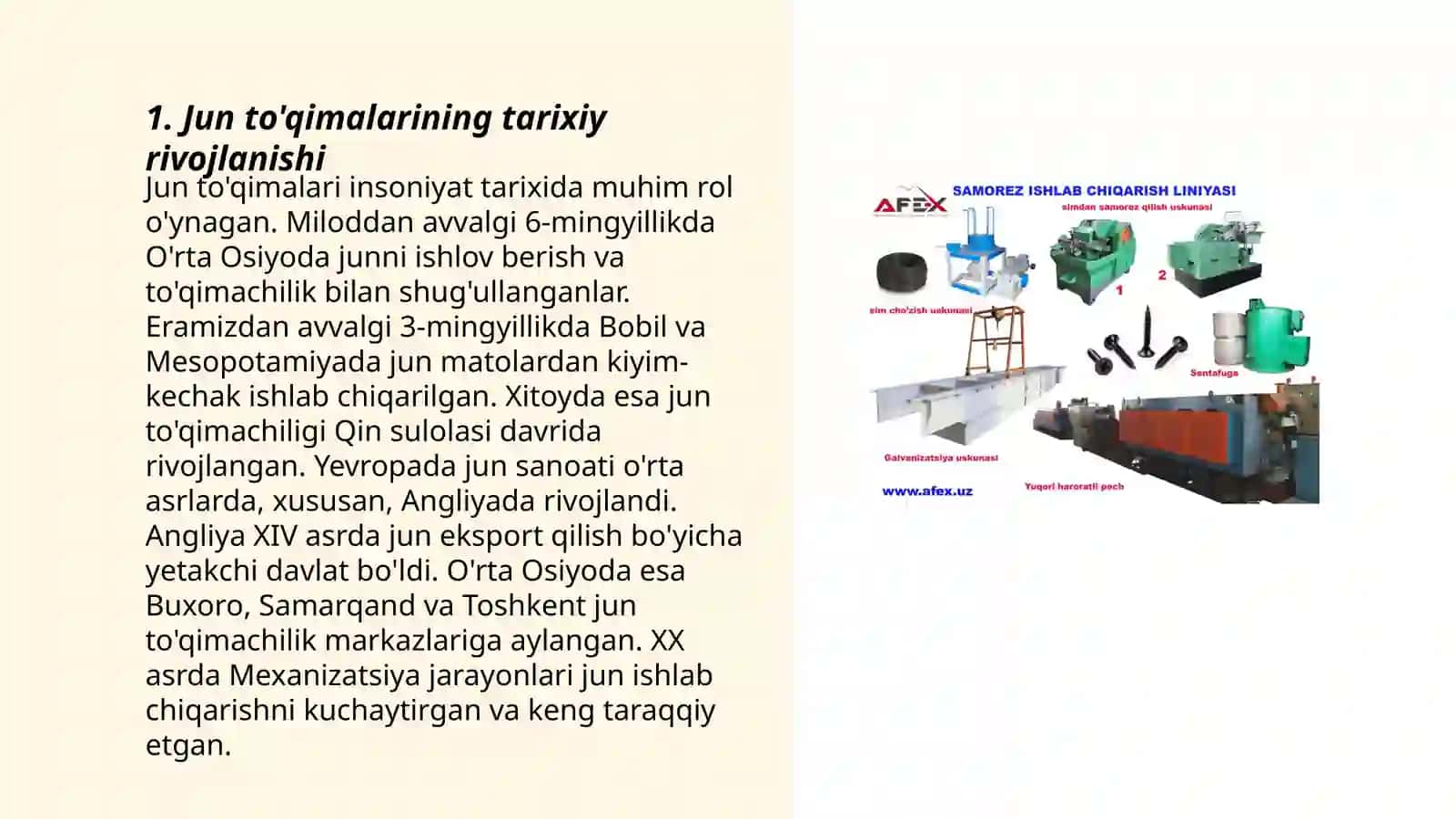 Jun to'qimalar ishlab chiqarish texnika va texnologiyasi 3