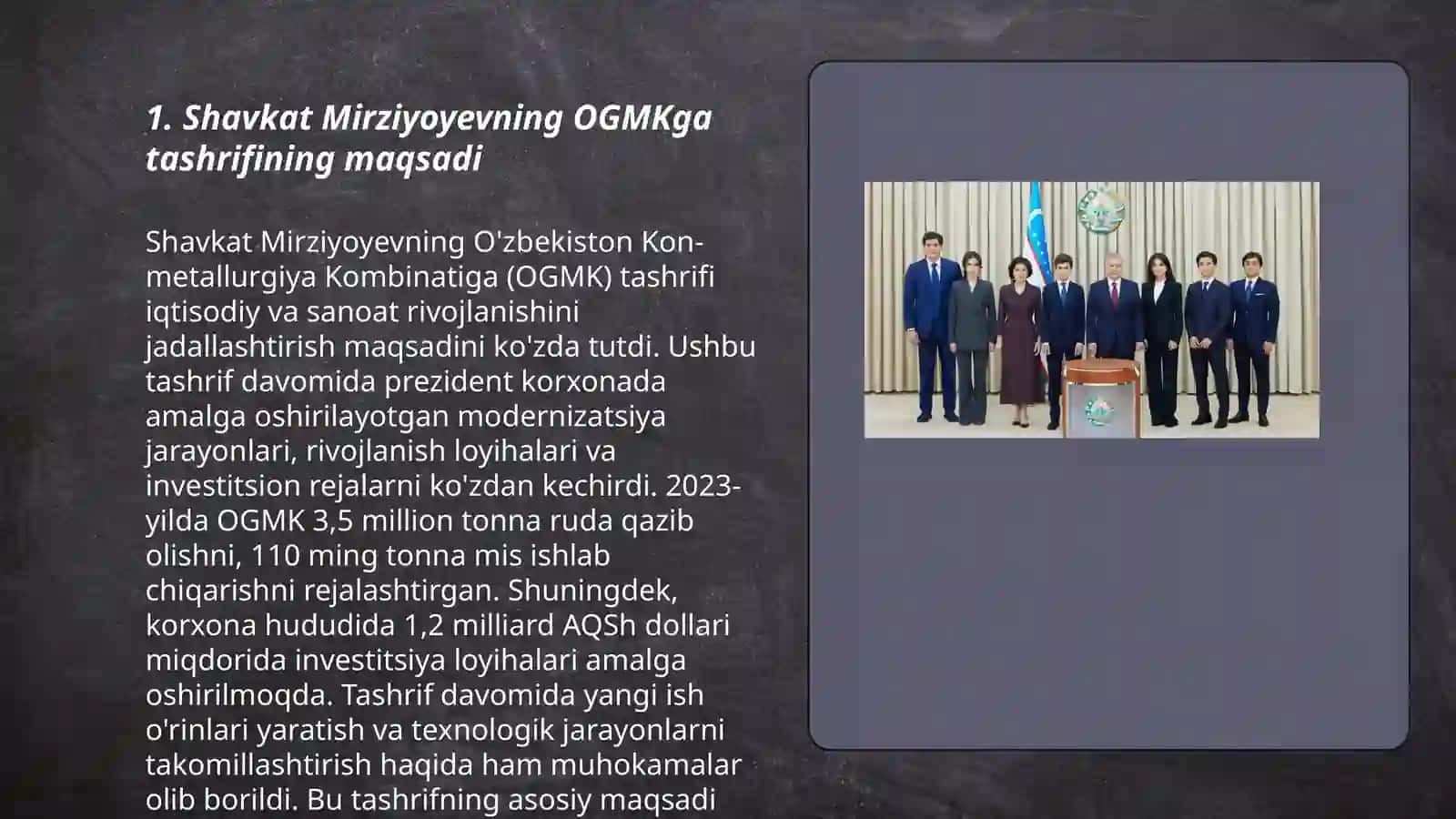 Shavkat Mirziyoyevning OGMKga tashrifi 3