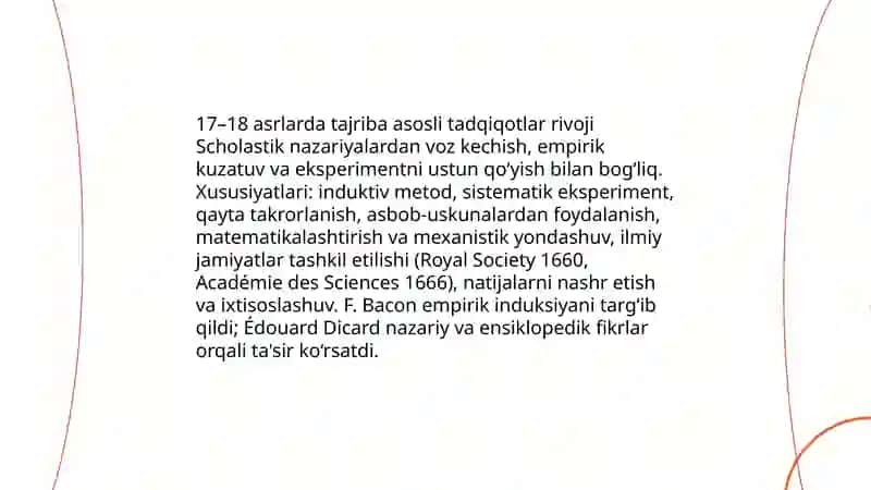 17-18 asrlarda eksperimental tadqiqotlar asoslanishi 3