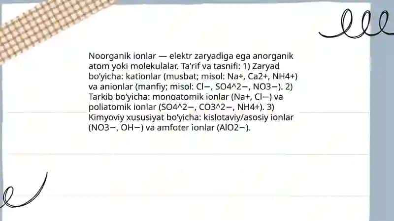 Noorganik ionlar ularning funksiyalari 3