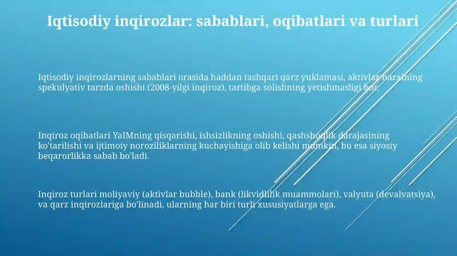 Iqtisodiy inqirozlar va ularni salbiyoqibatlarini bartaraf etish yoʻllari 3