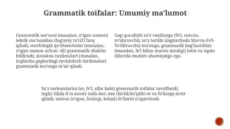 Grammatik toifalar: Umumiy ma'lumot 3
