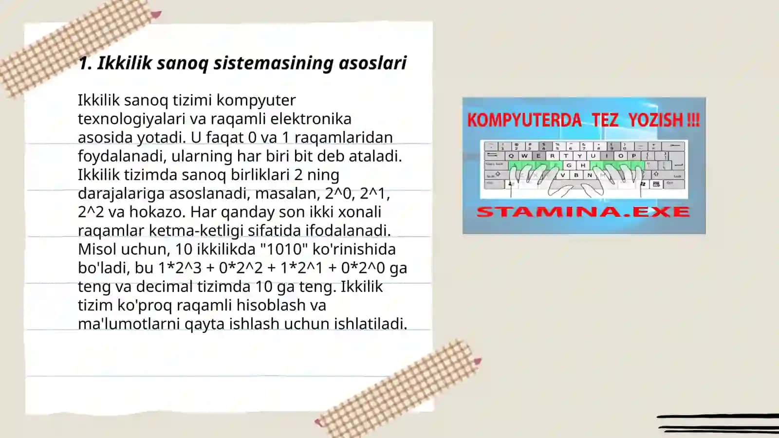 Kompyuterda ikkilik sanoq sistemasi ishlari 3