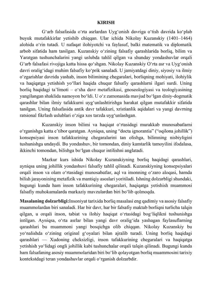 Nikolay Kuzanskiyning borliq haqidagi ta’limoti 3