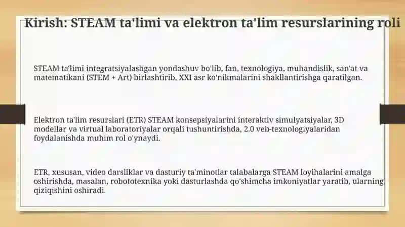 STEAM ta'lim texnologiyasini tadbiq etishda elektron talim resurslaridan foydalanish 3