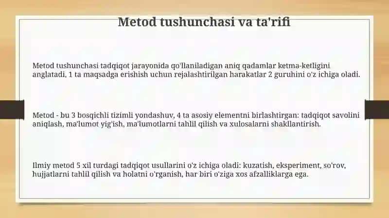 Metod va uni tanlash tushunchasi 3