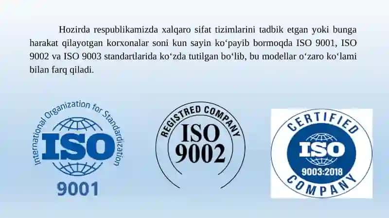 Xalqaro ISO 9000 Seriyasidagi Standartlar 3