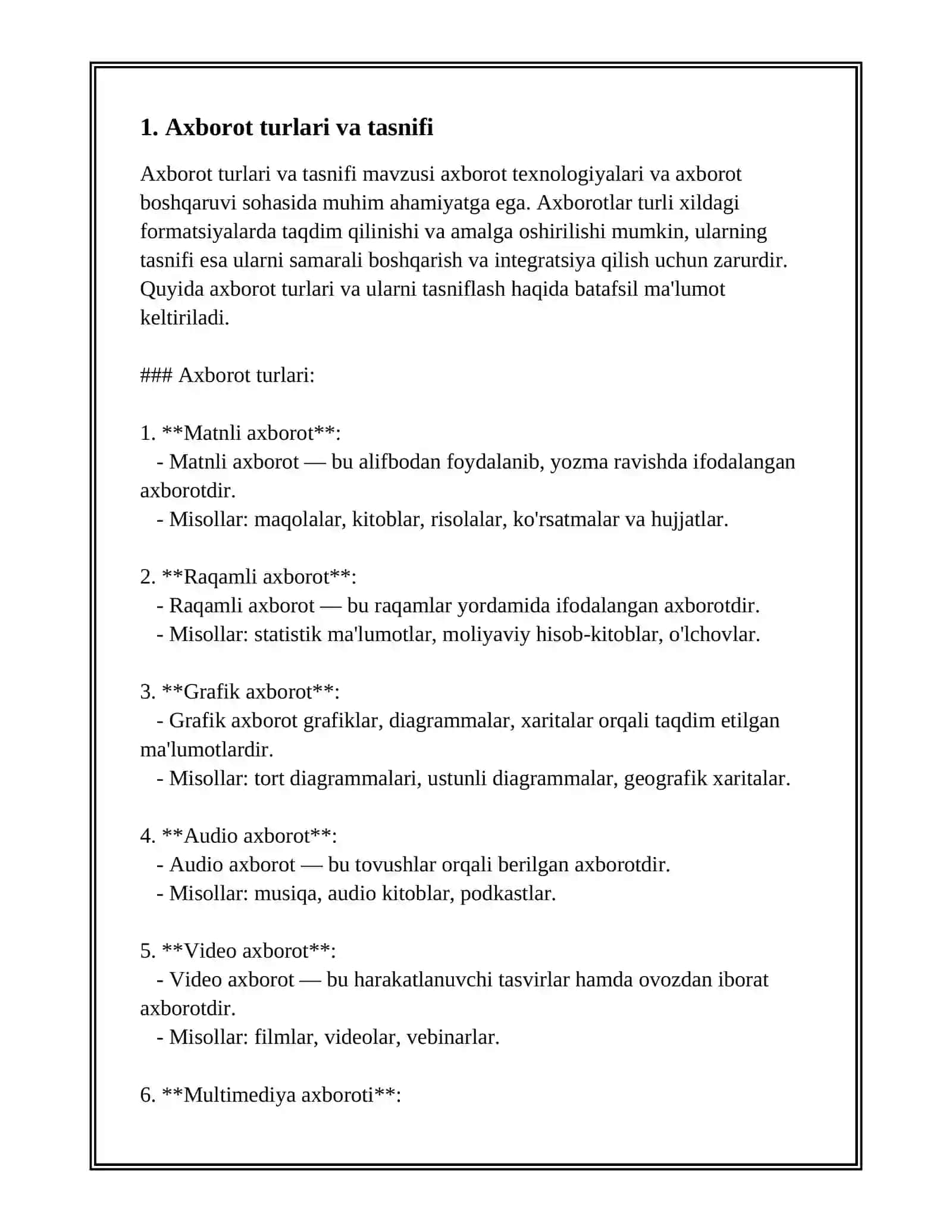 AXBOROT TURLARI VA ISHONCHLILIGI 3