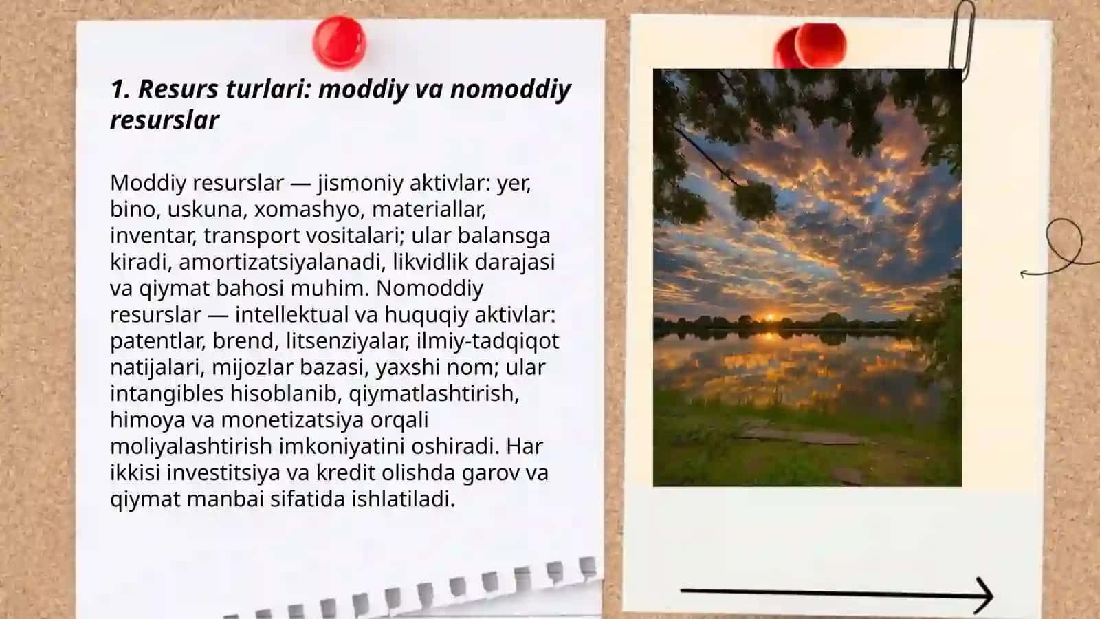 Resurslar va moliyalashtirishning mavjudligi 3