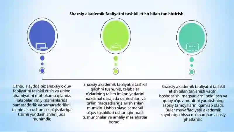 Shaxsiy akademik faoliyatni tashkil etish 3