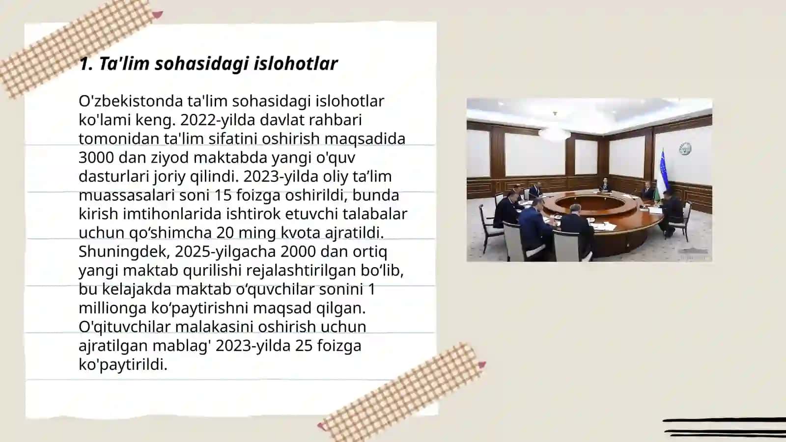 Ta'lim sohasidagi islohotlar 3