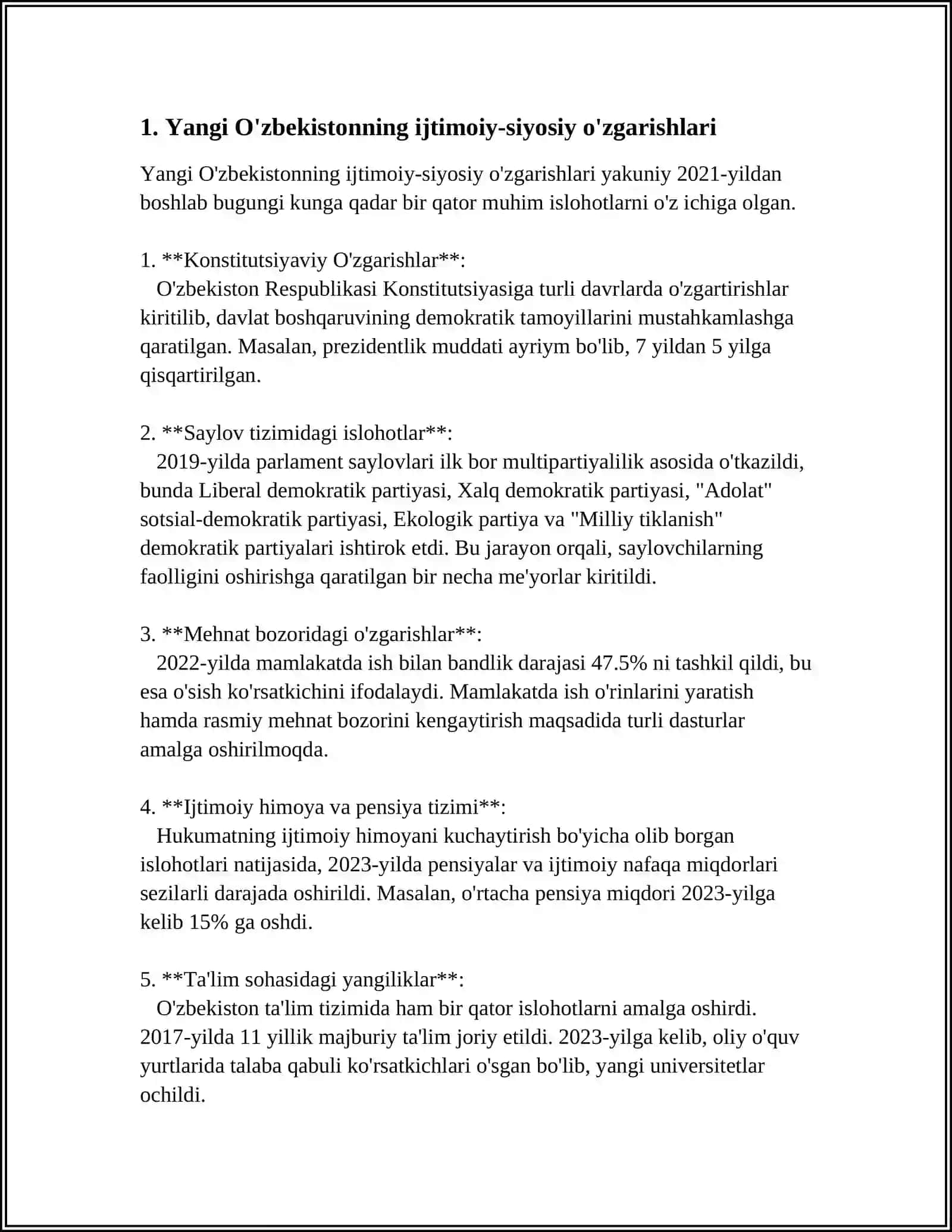 YANGI O'ZBEKISTON IJTIMOIY-SIYOSIY IQTISODIY VA MADANIY HAYOTIDA RO'Y BERAYOTGAN O'ZGARISHLARNING XALQARO REYTING VA INDEKSLARDA AKS ETISHI 3