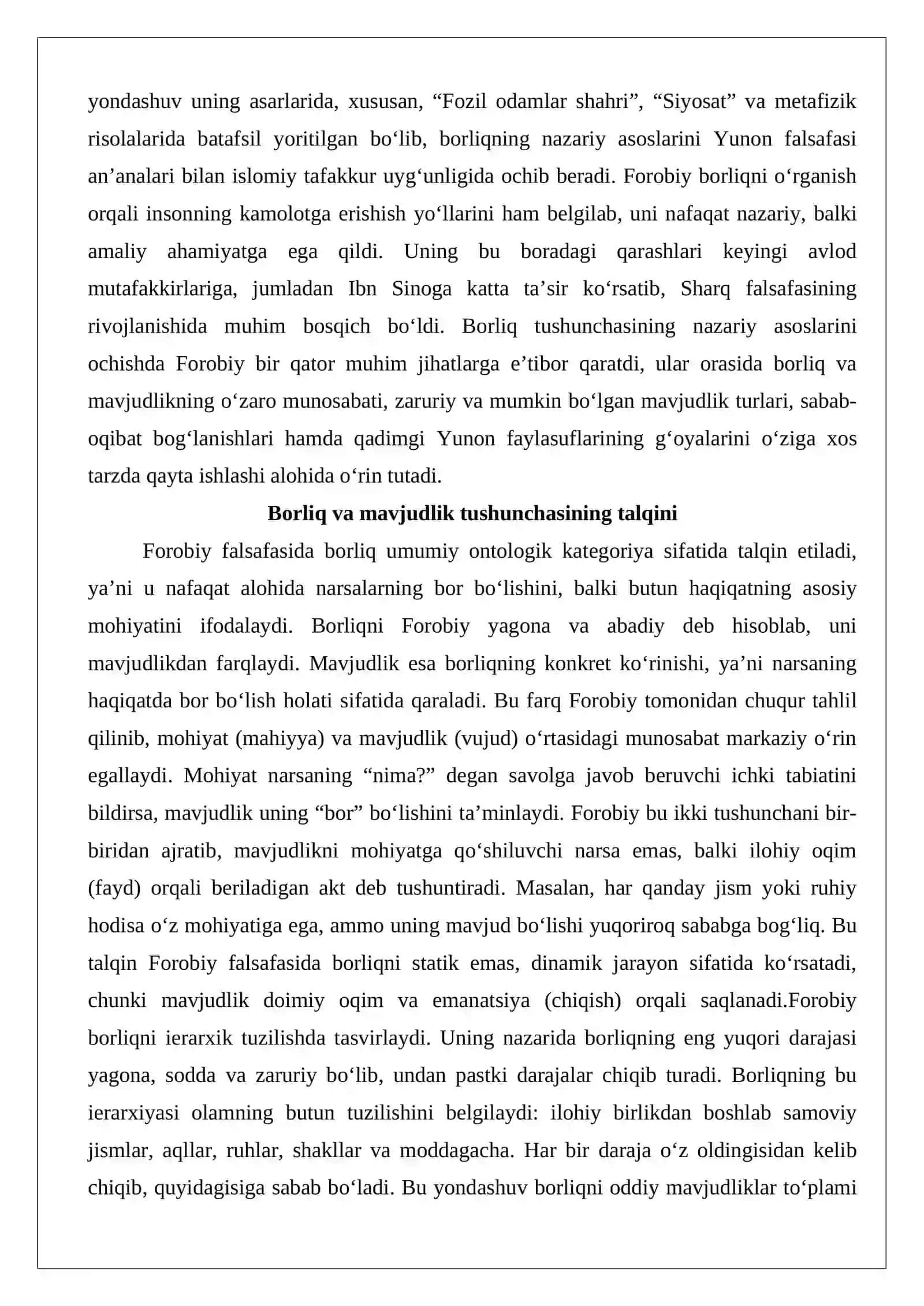 Forobiyning borliq haqidagi qarashlari 3