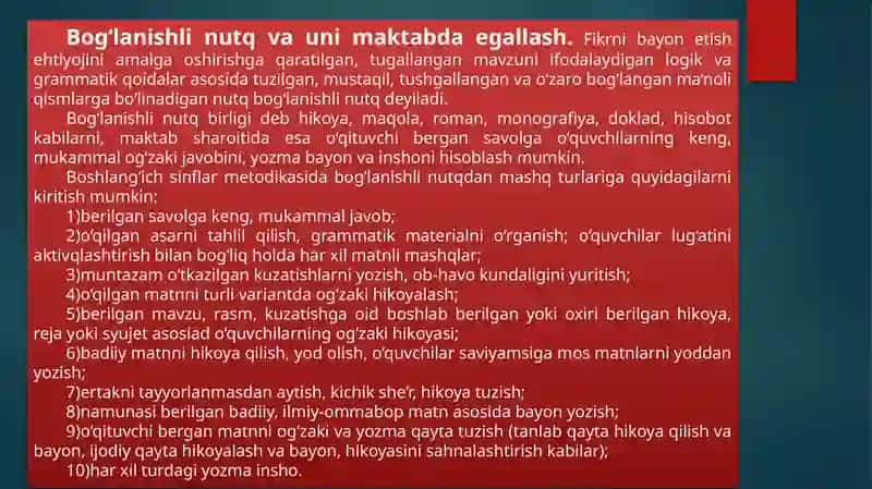 Bog’lanishli nutq va uni o’stirish vazifalari 3