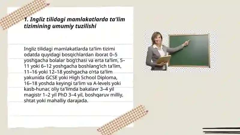 Ingliz tilidagi mamlakatlarda ta'lim tizimi 3