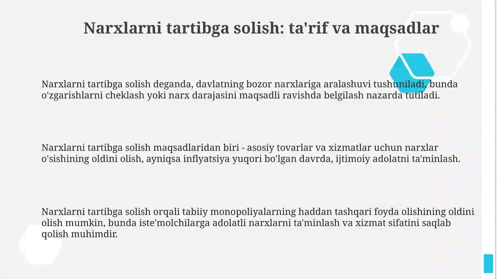 Narxlarni tartibga solish 3