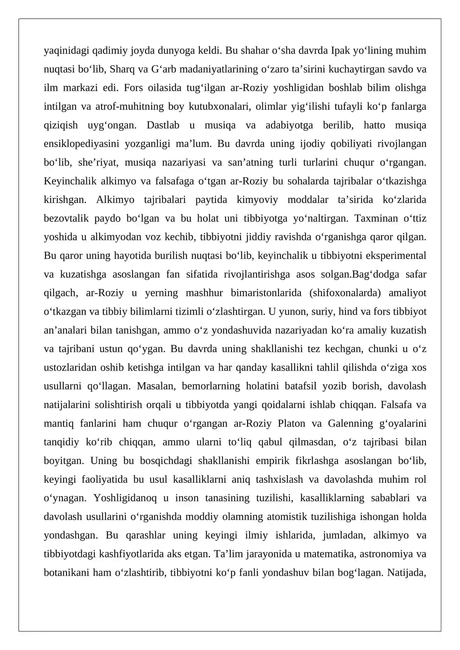 Abu Bakr ar-Roziyning hayoti va ilmiy faoliyati 3